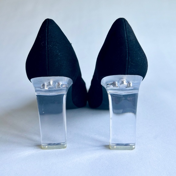 Andrew Marc Alexa Black Fabric Point Toe Plastic Heels size 10 - Picture 9 of 14